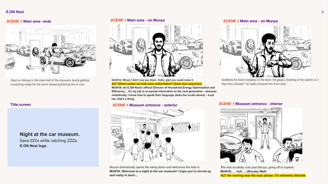A Night at the Car Museum, Storyboards